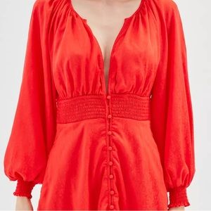 New Urban Outfitters red, long sleeved dress with floral print